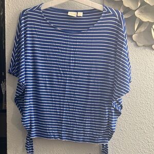 Chico's Navy and White Striped Top